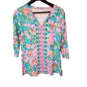 Lilly Pulitzer UPF 50 Karina Tunic Multi Rose To The Occasion Top Size L